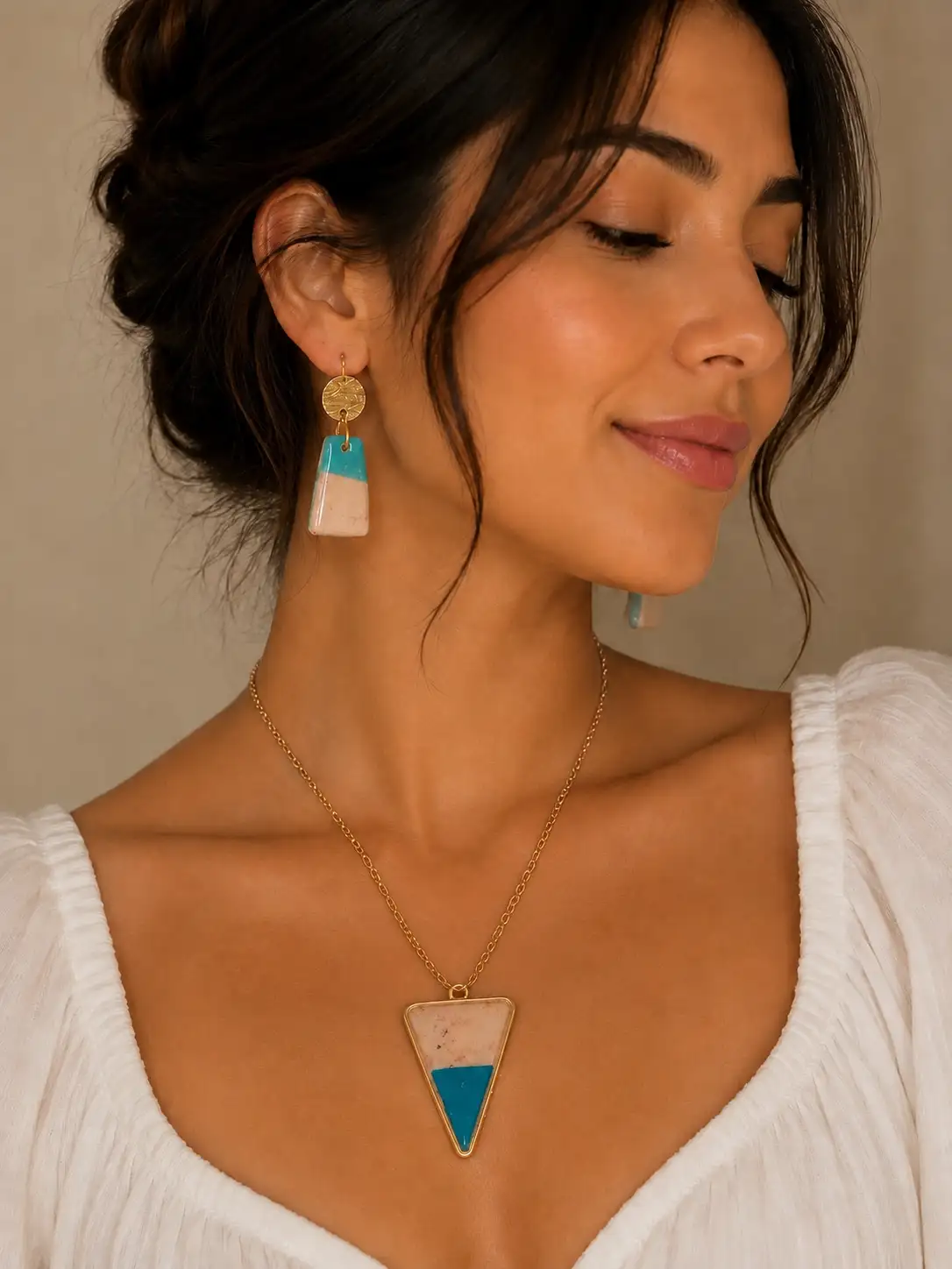 Parure boucles d’oreilles et collier en acier inoxydable
